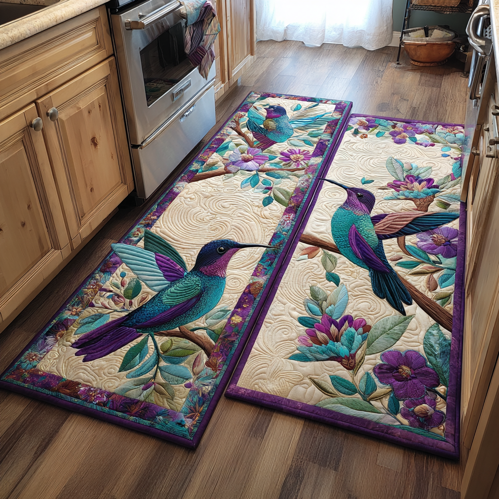 Emmalyn - 2-Piece Kitchen Mat Set - Elegant Hummingbird