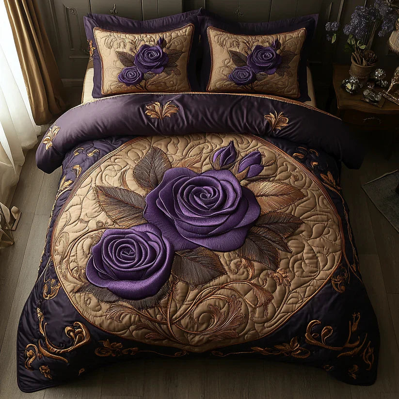 3-Piece Quilt Set - Plum Pink