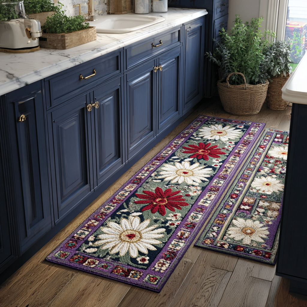 Erika - 2-Piece Kitchen Mat Set - Elegant Flowers