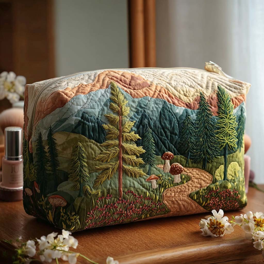 Rosemary - Quilted Toiletry Bag - Evergreen Forest