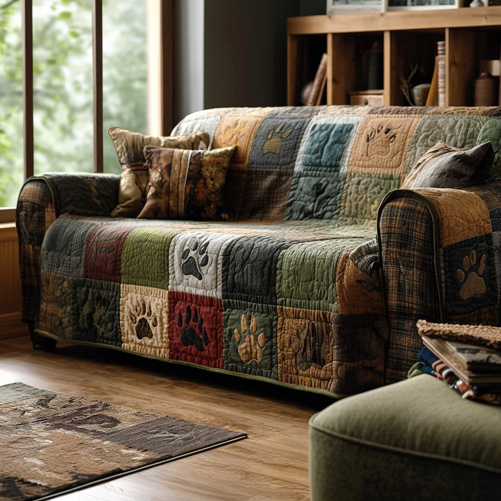Ethelyn - Quilted Sofa Cover with Rustic Legs