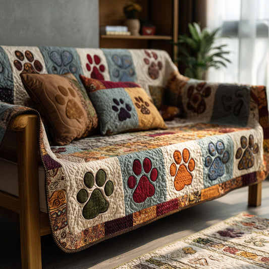 Evadne - Quilted Sofa Cover with Legs and Meadow