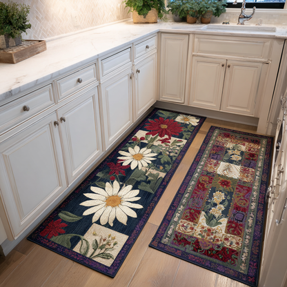Evangeline - 2-Piece Kitchen Mat Set - Elegant Flowers