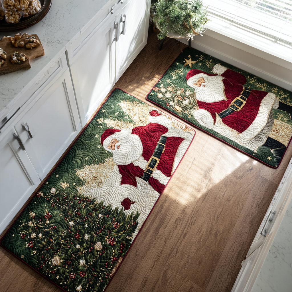 Evie - 2-Piece Kitchen Mat Set - Golden Santa