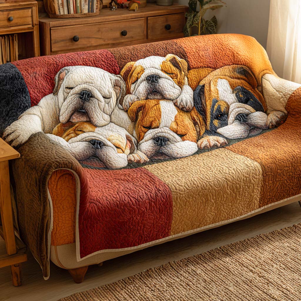 Fannie - Quilted Sofa Cover Bulldog