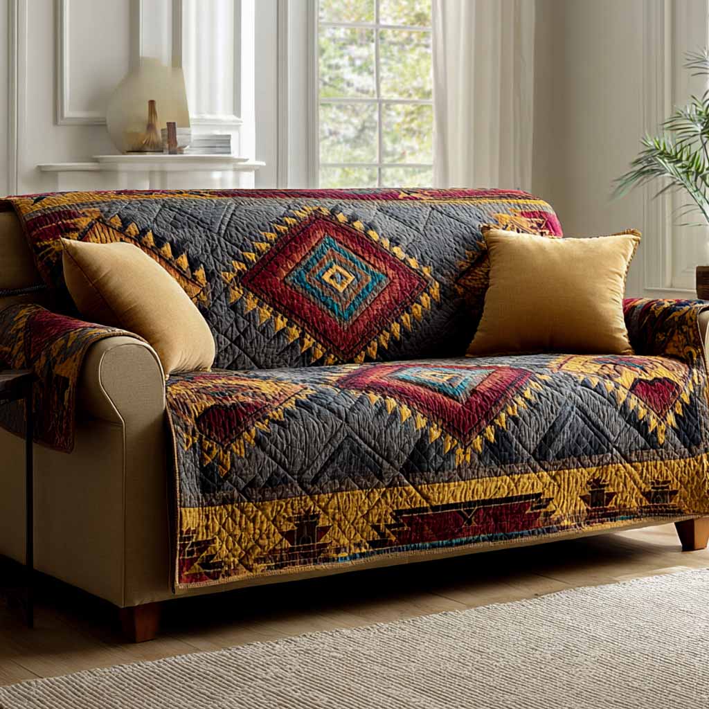 Fayette - Quilted Sofa Cover Classic Check Pattern