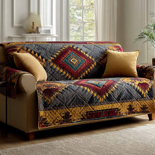 Fayette - Quilted Sofa Cover Classic Check Pattern