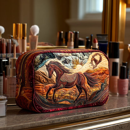 Hillegonda - Quilted Toiletry Bag - Embroidered Horse