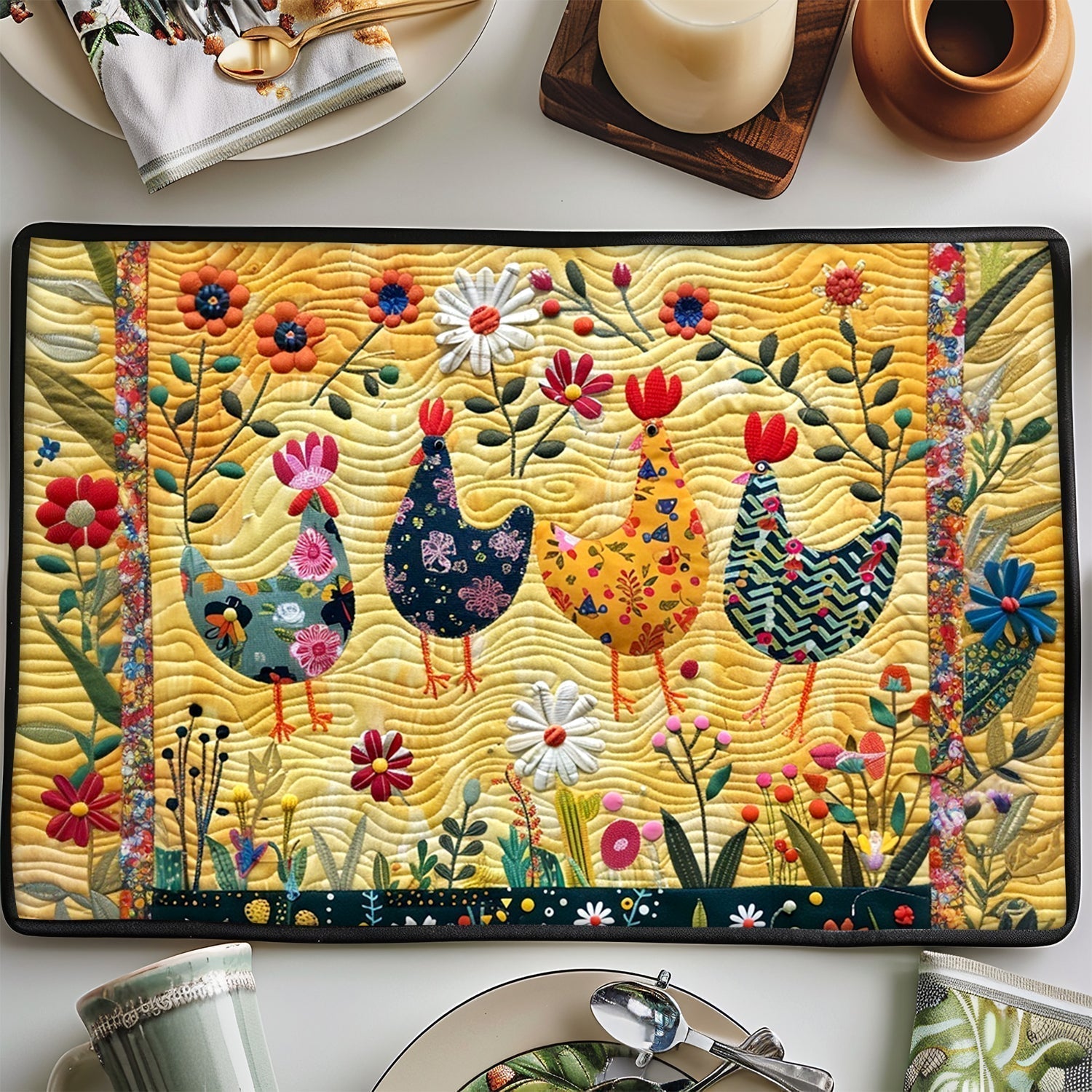 Zoë - Quilted Placemat - Chicken