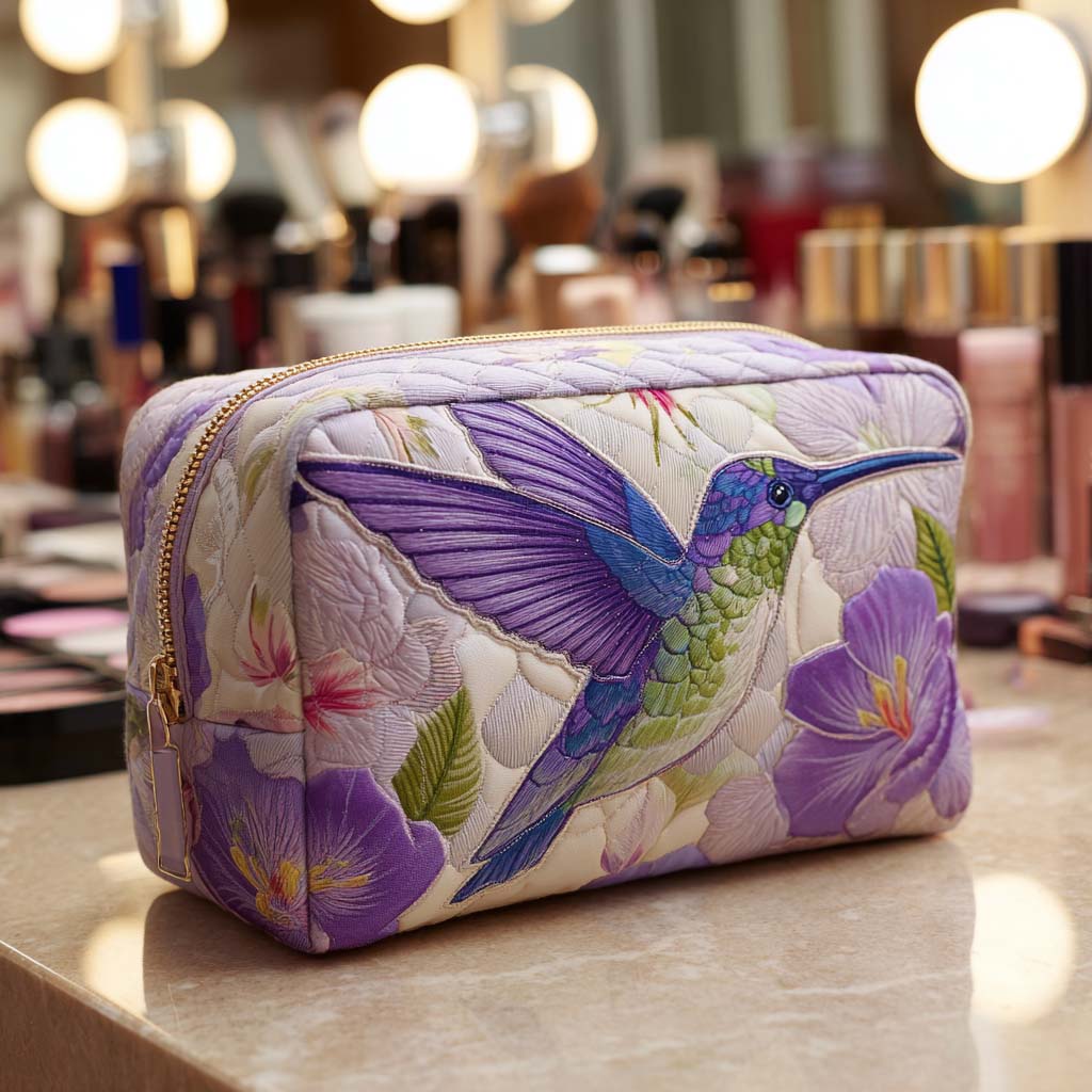 Doortje - Quilted Toiletry Bag - Embroidered Flowers