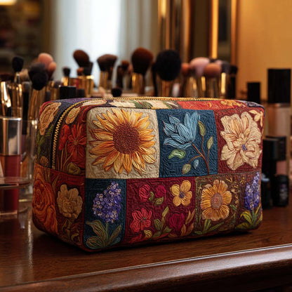 Gerda - Quilted Toiletry Bag - Flowers