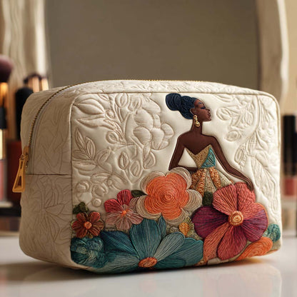 Erica - Quilted Toiletry Bag - Elegant Flowers