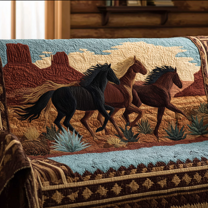 Francesca - Quilted Sofa Cover Horse in Race