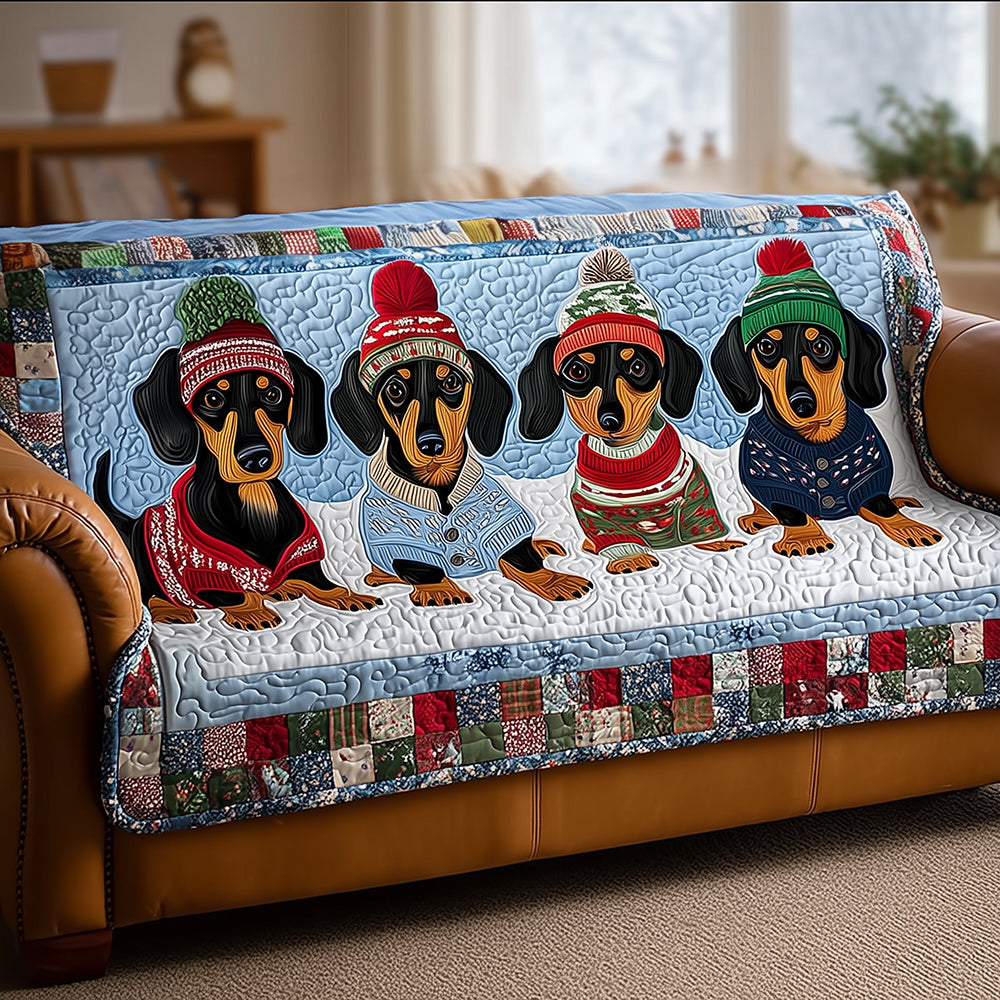 Fredericka - Quilted Sofa Cover Dachshund Winter