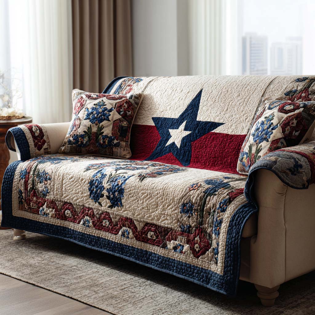 Fien - Quilted Sofa Cover in American Style