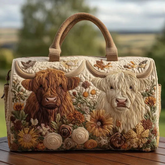 Quilted Travel Bag - Highland Cow II