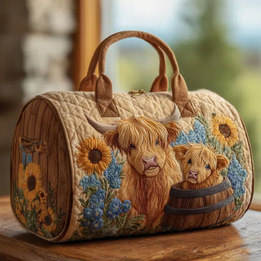 Quilted Travel Bag - Highland Cow