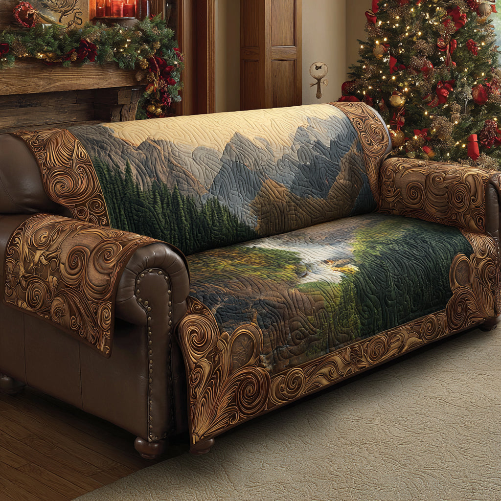 Gaynor - Quilted Sofa Cover Forest Still
