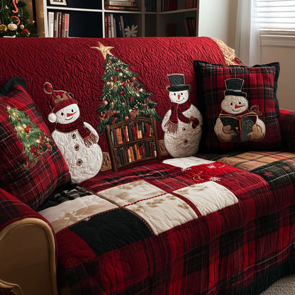 Genessa - Quilted Sofa Cover Snowmen of Snow