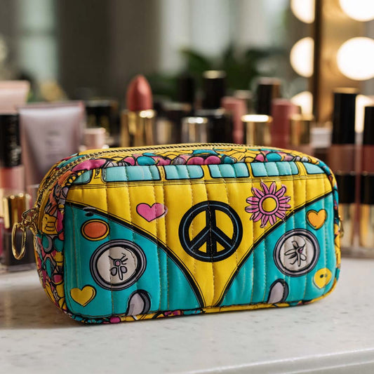 Georgia - Quilted Toiletry Bag - Peace Bus