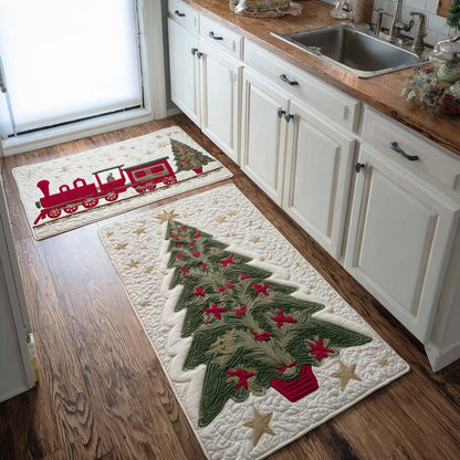 Gia - 2-Piece Kitchen Mat Set - Christmas Tree & Pines
