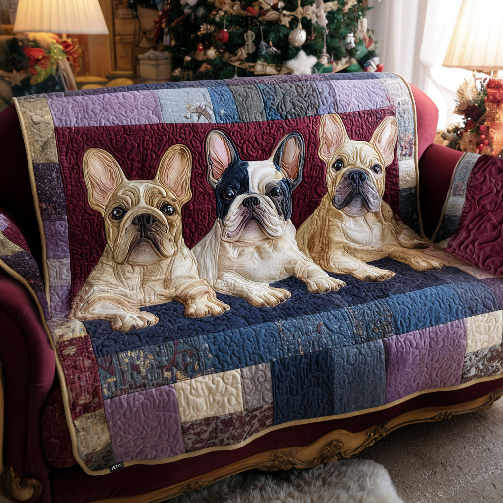 Gilda - Quilted Sofa Cover French Bulldog