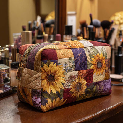 Sabine - Quilted Toiletry Bag - Golden Flower