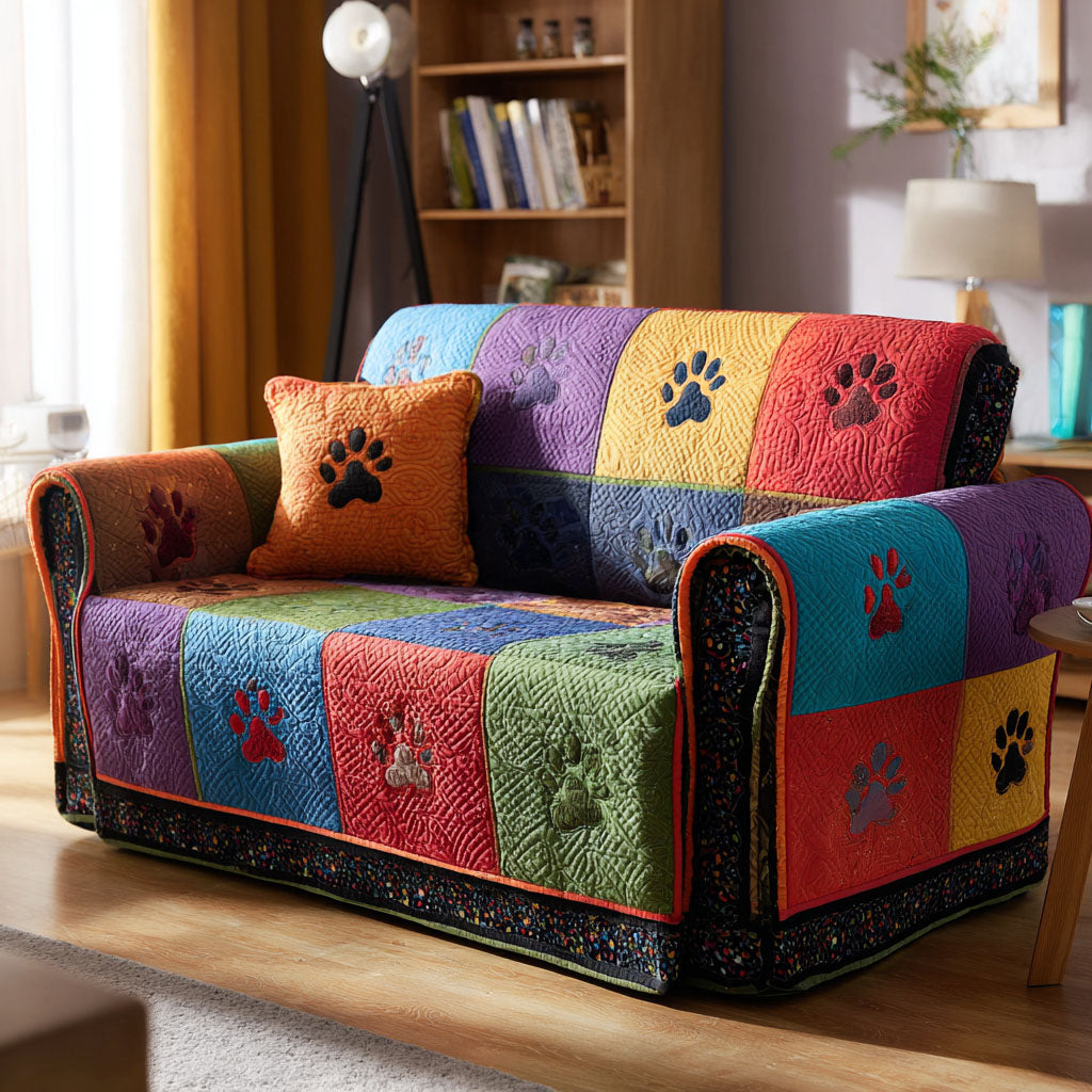 Gracelynn - Quilted Sofa Cover Pattern Winter