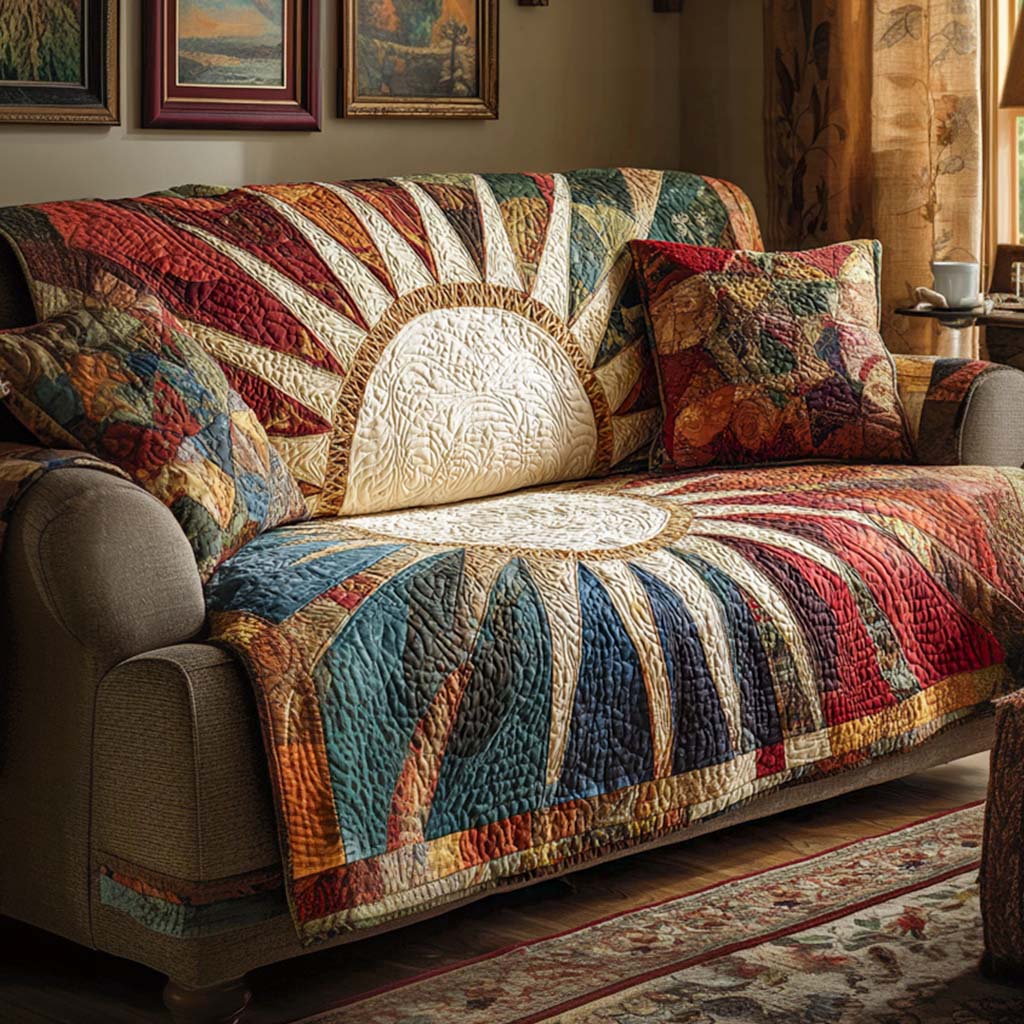 Greenlee - Quilted Sofa Cover in Rustic Style