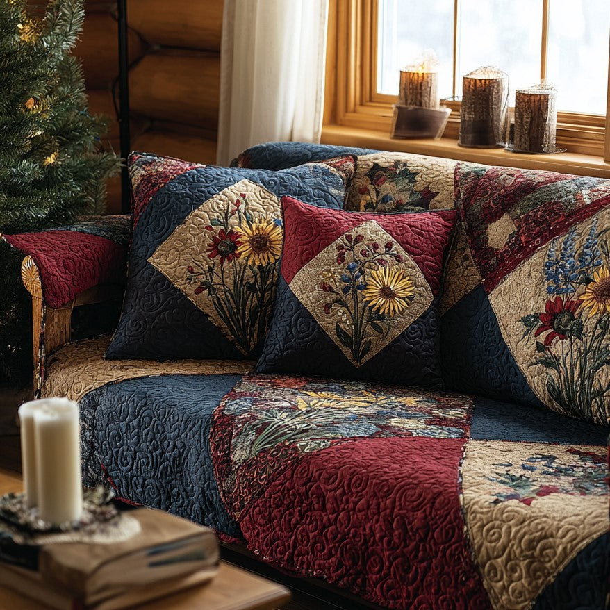 Gretchen - Quilted Sofa Cover Harvest Autumn