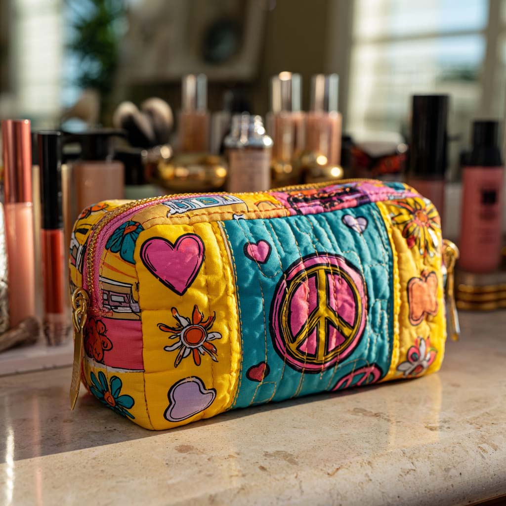 Corrie - Quilted Toiletry Bag - Retro Patchwork