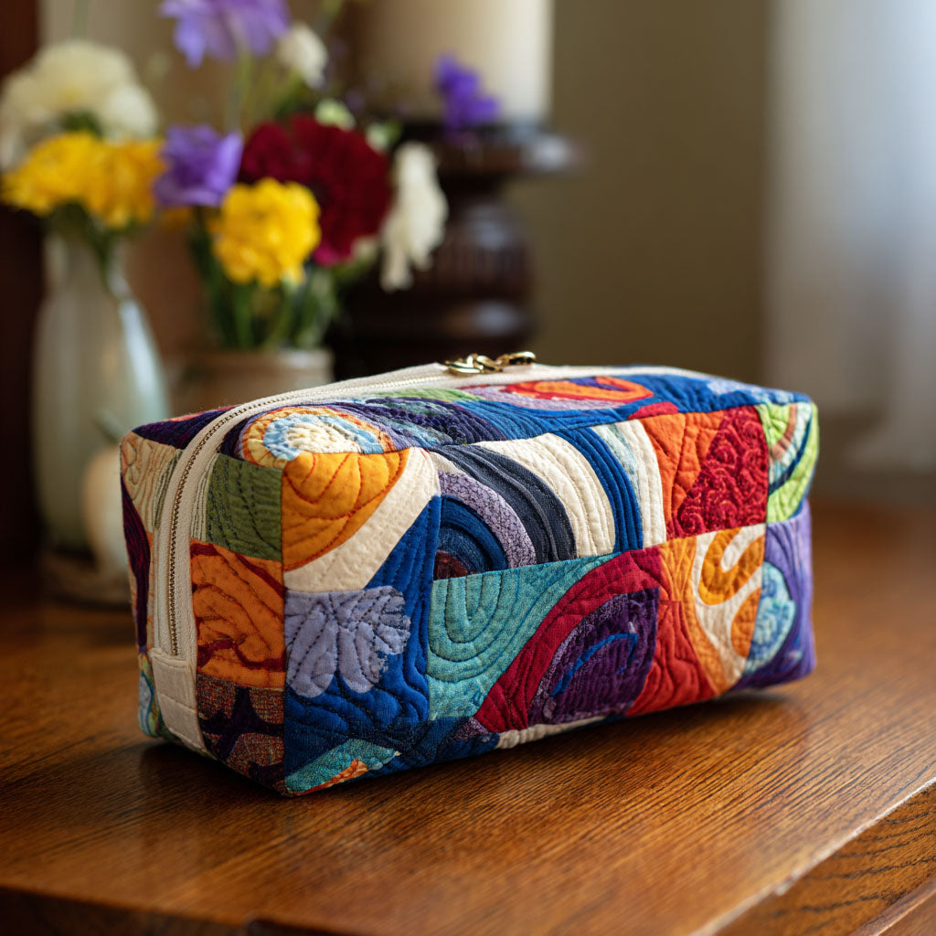 Greetje - Quilted Toiletry Bag - Retro Waves