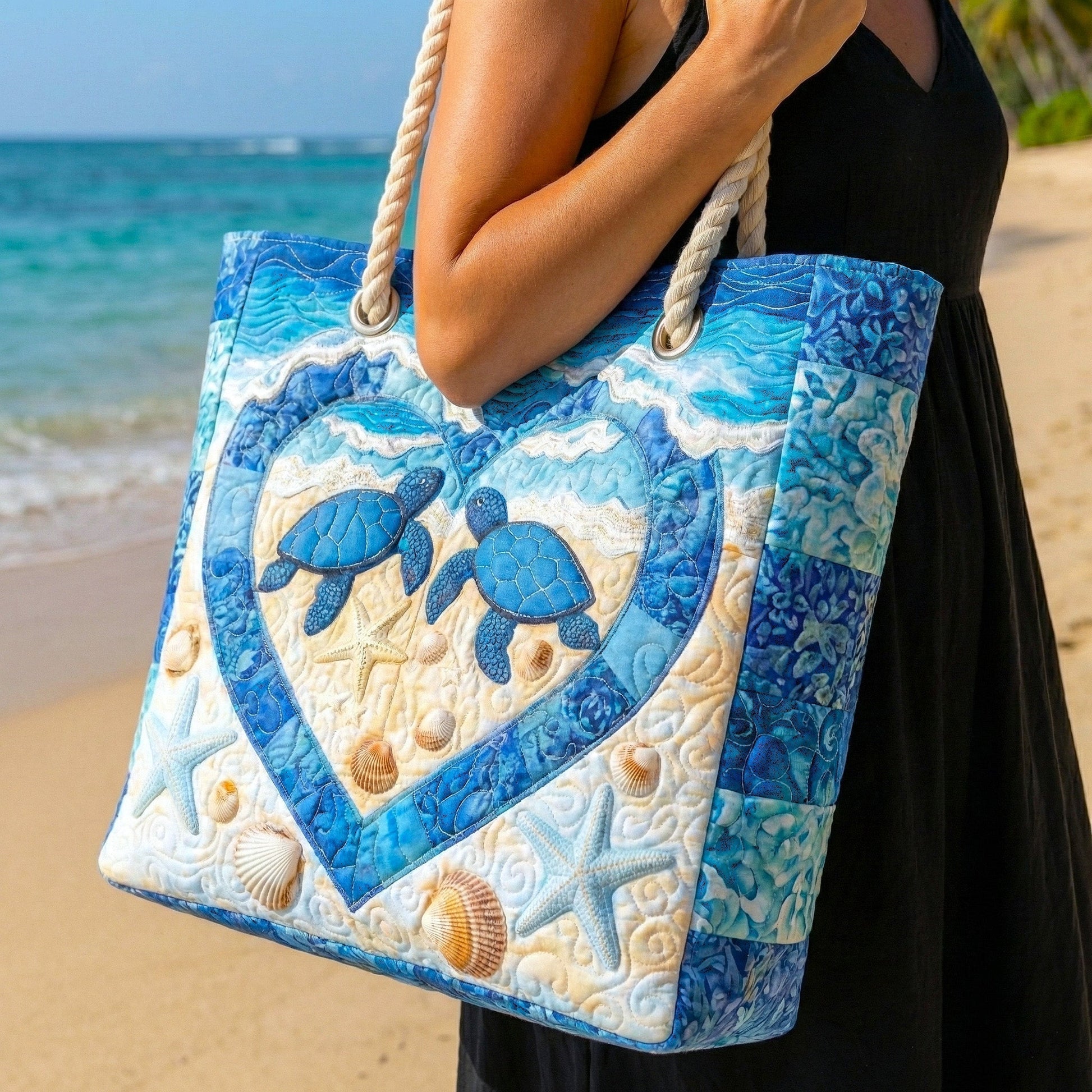 Handmade Beach Bag - Turtle Heart