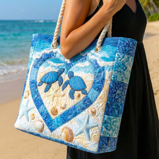Handmade Beach Bag - Turtle Heart