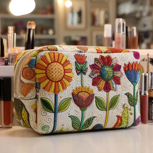 Truus - Quilted Toiletry Bag - Cheerful Flower