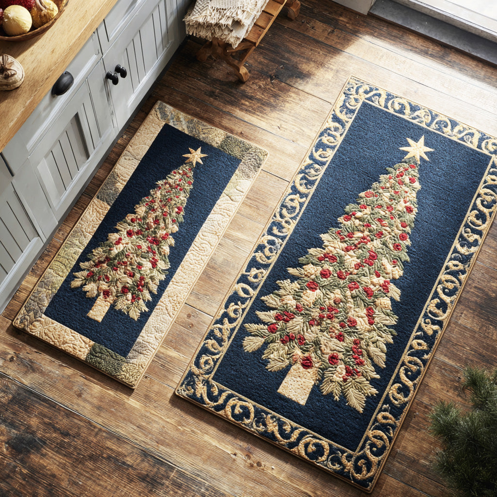 Harmony - 2-Piece Kitchen Mat Set - Evergreen Starry Night
