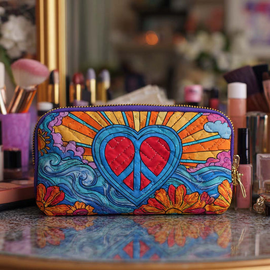 Hetty - Quilted Toiletry Bag - Peace Symbol