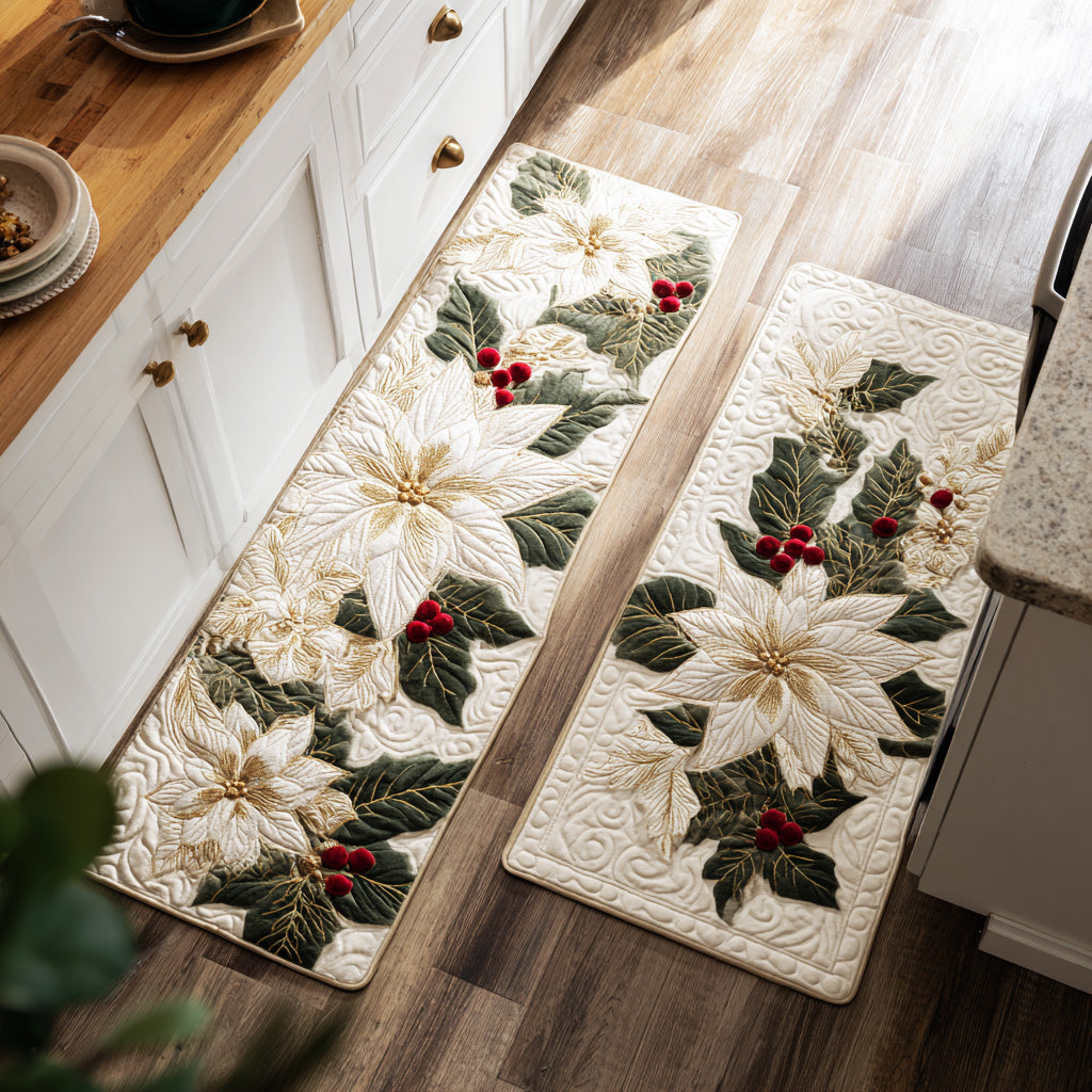 Heaven - 2-Piece Kitchen Mat Set - Christmas Blooms