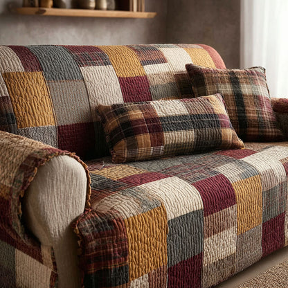 Hettie - Quilted Sofa Cover in Rustic Refined Style