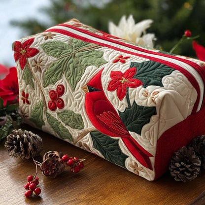 Ingrid - Quilted Toiletry Bag - Cardinal and Holly