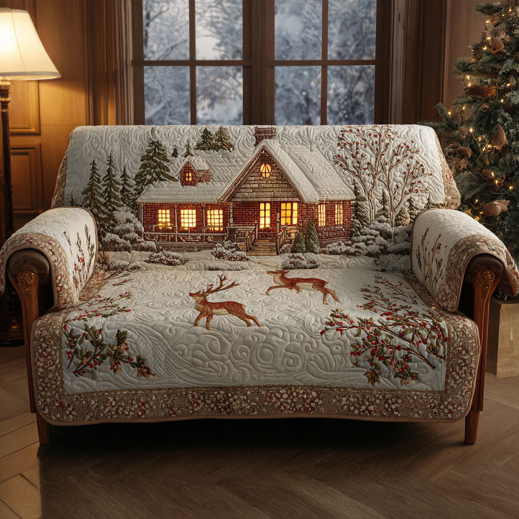 Honora - Quilted Sofa Cover Reindeer Christmas
