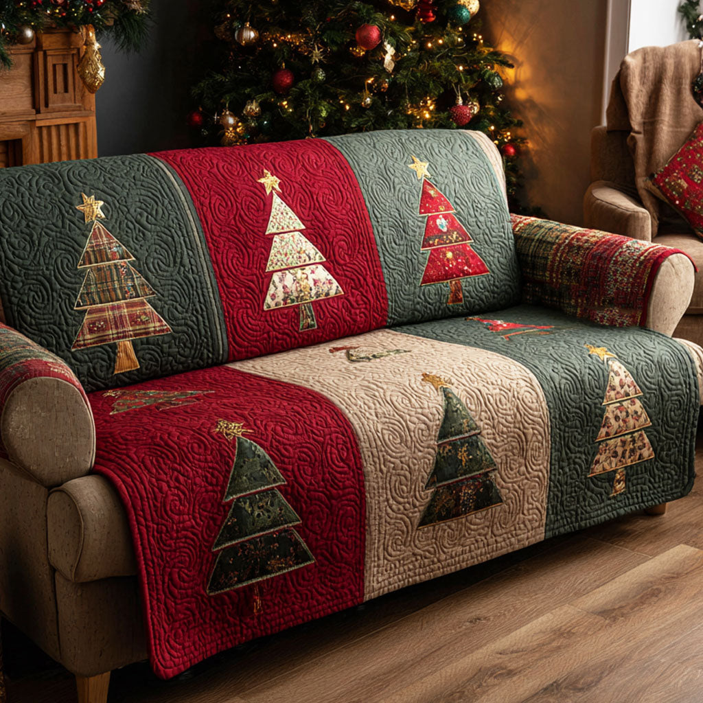 Ines - Quilted Sofa Cover Pine Christmas