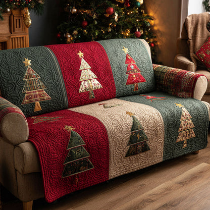 Ines - Quilted Sofa Cover Pine Christmas