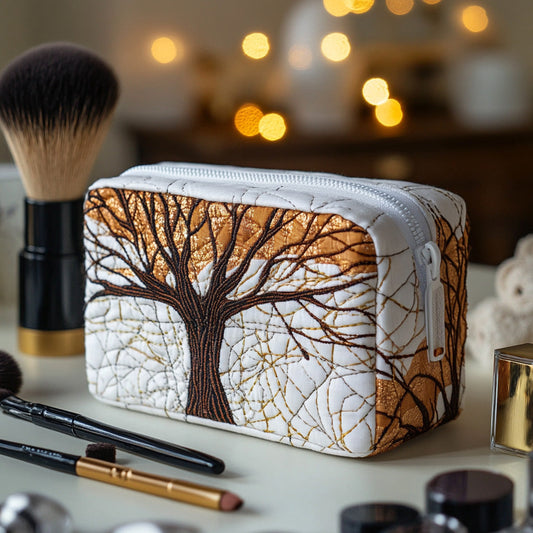 Melissa - Quilted Toiletry Bag - Tree Motif