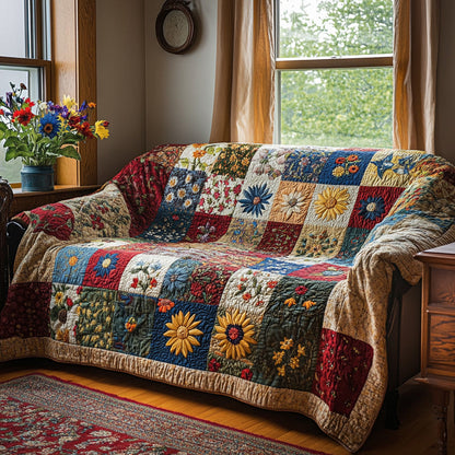 Iva - Quilted Sofa Cover Garden Sunlight