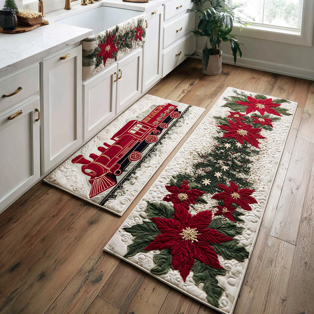 Ivory - 2-Piece Kitchen Mat Set - Festive Christmas