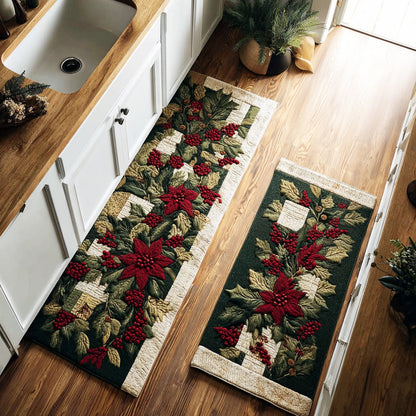 Jacqueline - 2-Piece Kitchen Mat Set - Red Winter Flower