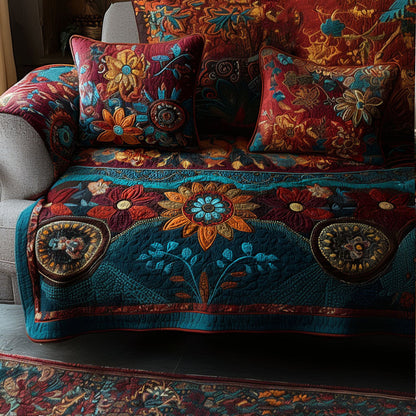 Jamie - Quilted Sofa Cover Meadow Boho