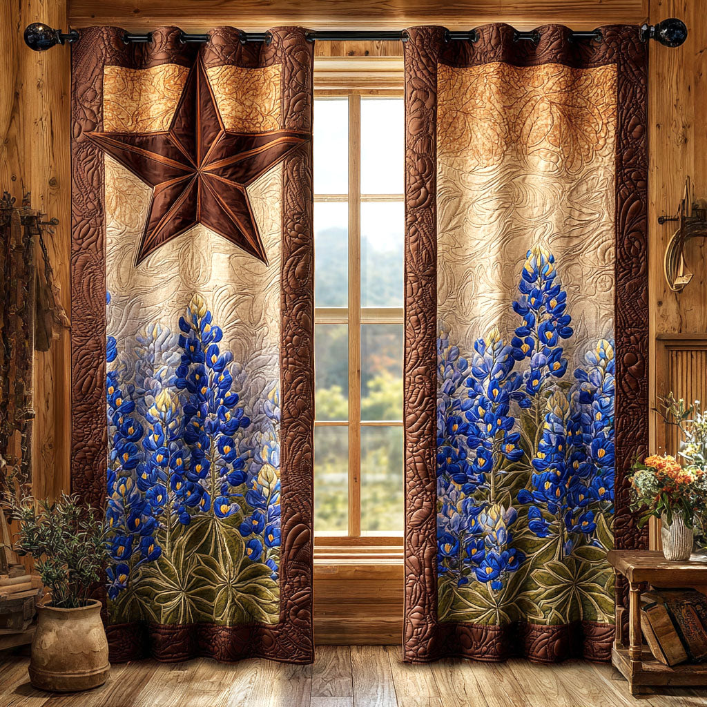 Janessa - Quilted Curtains - Rustic Starflower