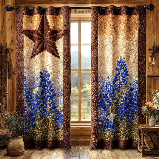 Janessa - Quilted Curtains - Rustic Starflower